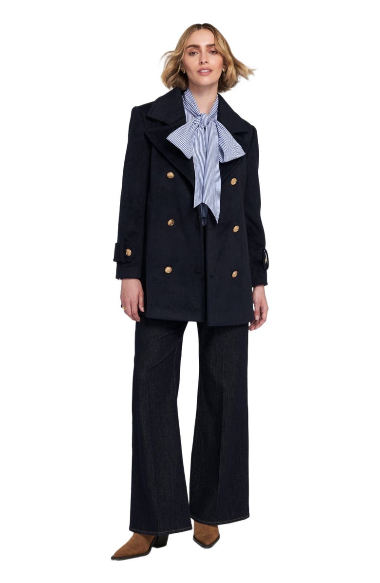 ELLE Collection Melton Peacoat, Main, color, Navy