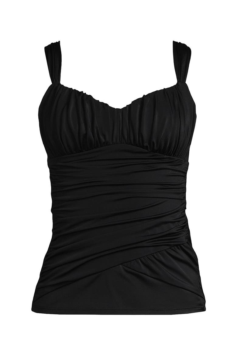 Slender Lite Sweetheart Shirred Tankini, Alternate, color, Black