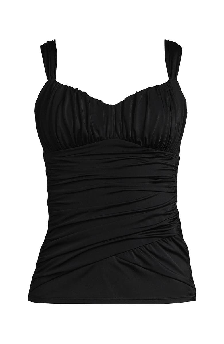 Lands' End Slender Lite Sweetheart Shirred Tankini, Alternate, color, Black