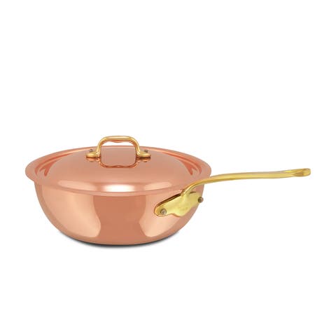 M'Heritage 150 B Copper & Stainless Steel Curved Splayed Sauté Pan With Lid, 3.5-Quart