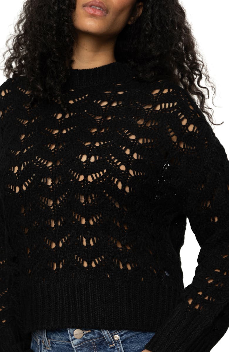 Sanctuary Boheme Open Stitch Sweater, Alternate, color, Black
