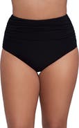 Trimshaper High Waist Shirred Plus Size Control Swim Brief