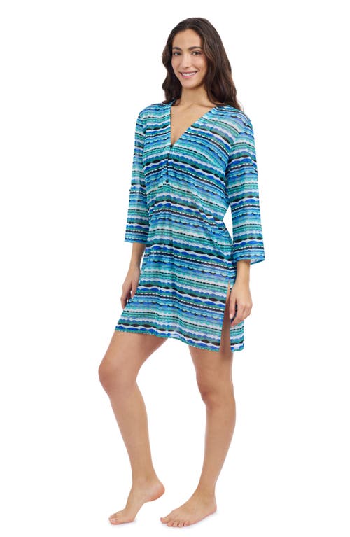 Profile By Gottex Bachata V-neck Mesh Dress In Blue Multi