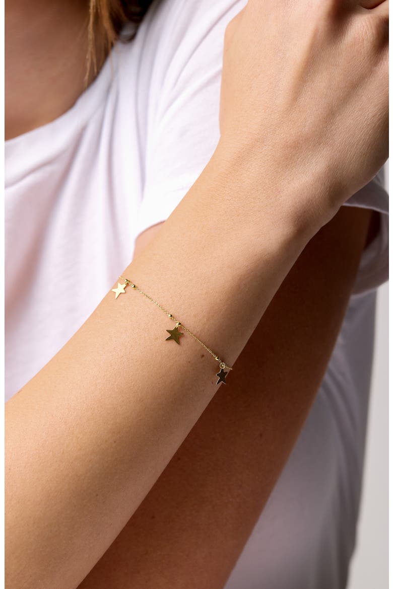 14K Gold Star Charm Bracelet, Alternate, color, 14K YELLOW GOLD
