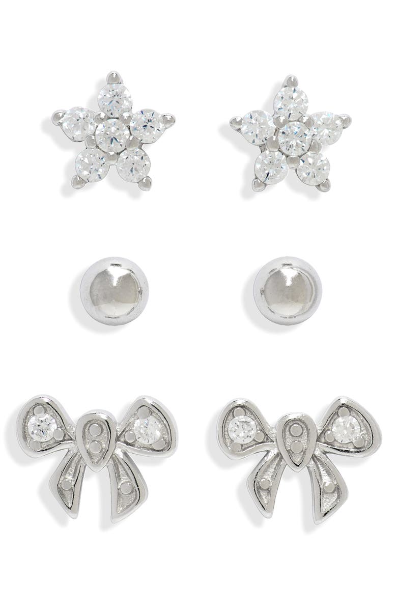 CHARM IT!<sup>®</sup> 3-Pack Classic Sterling Silver Earrings, Main, color, 