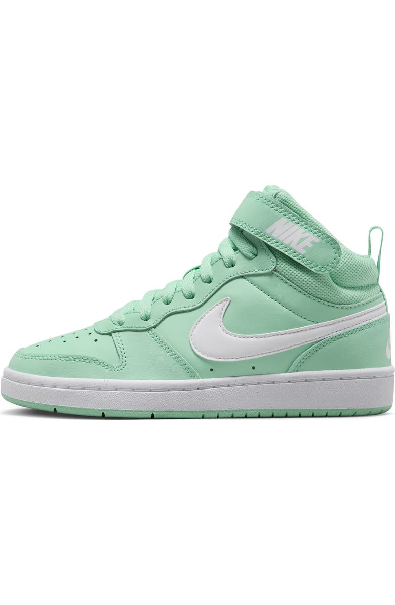 Nike Kids' Court Borough Mid 2 Basketball Shoe, Alternate, color, Emerald Rise/ White