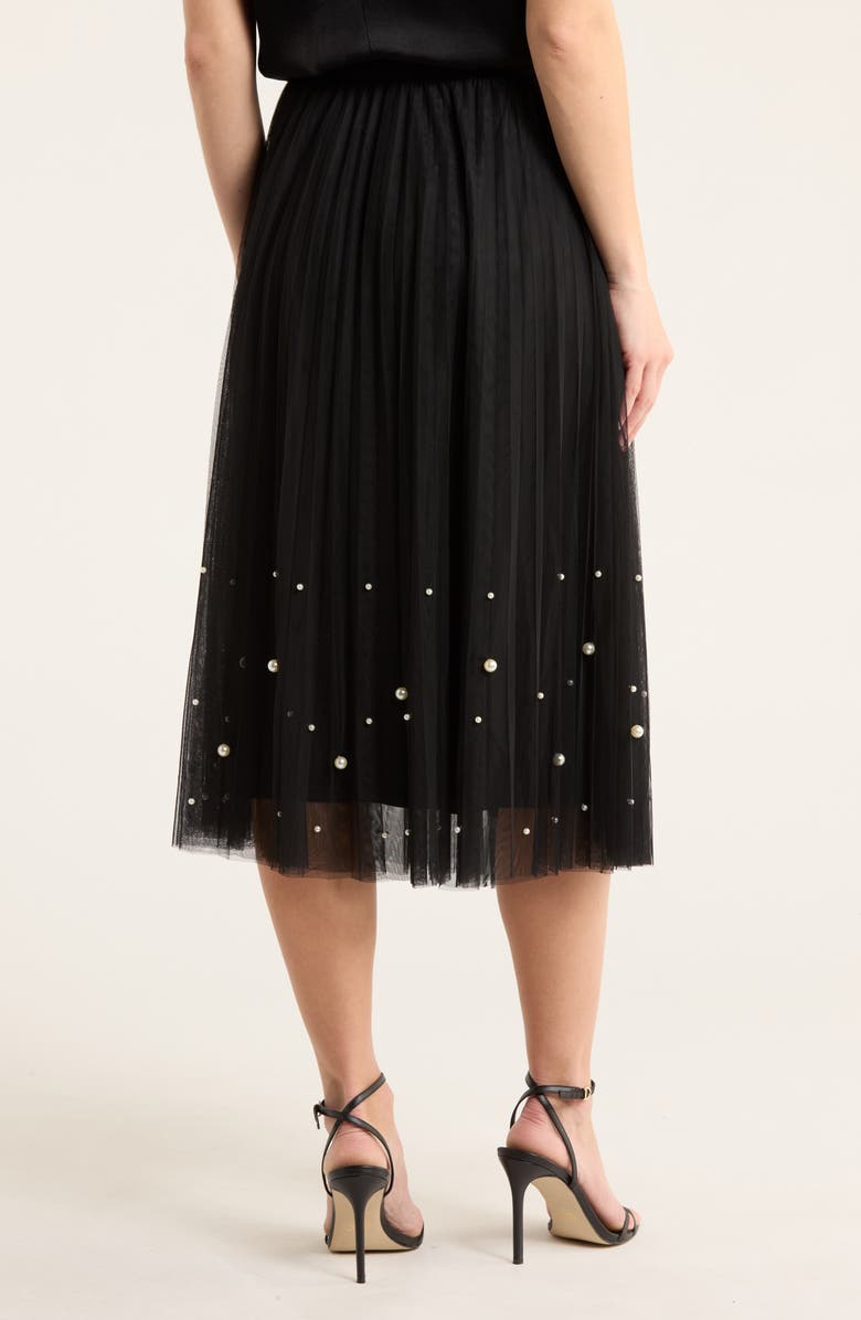 DR2 by Daniel Rainn Imitation Pearl Tulle Skirt, Alternate, color, Black/ Ivory