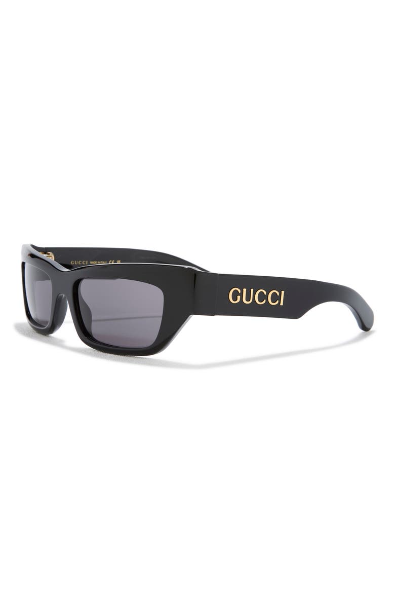 55mm Rectangular Sunglasses, Alternate, color, BLACK BLACK GREY