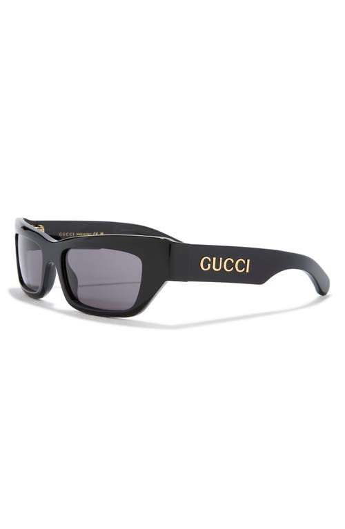 Gucci 55mm Rectangular Sunglasses In Black Black Grey
