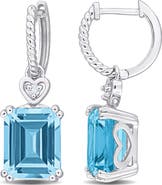 DELMAR Octagon Cut Gemstone Drop Earrings