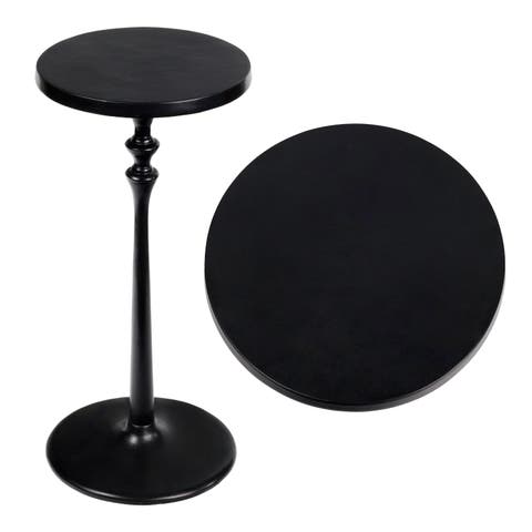 Lulu 19.5" Art Deco Classic Pedestal Round Metal Drink Table and Decorative End Table