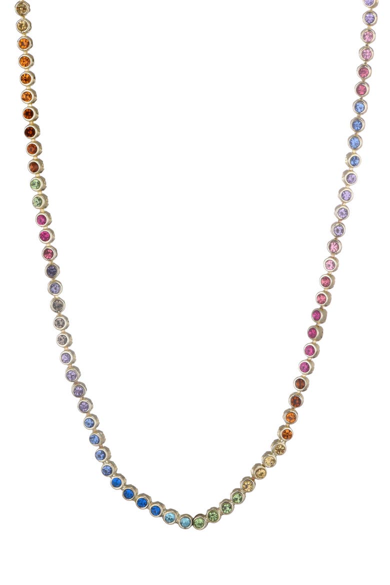 Rainbow Crystal Tennis Necklace, Main, color, GOLD MULTI
