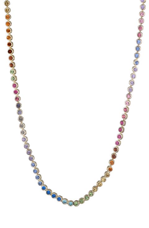 Rainbow Crystal Tennis Necklace