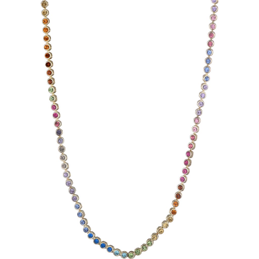 Adornia 14k Plated Crystal Rainbow Tennis Necklace In Multi