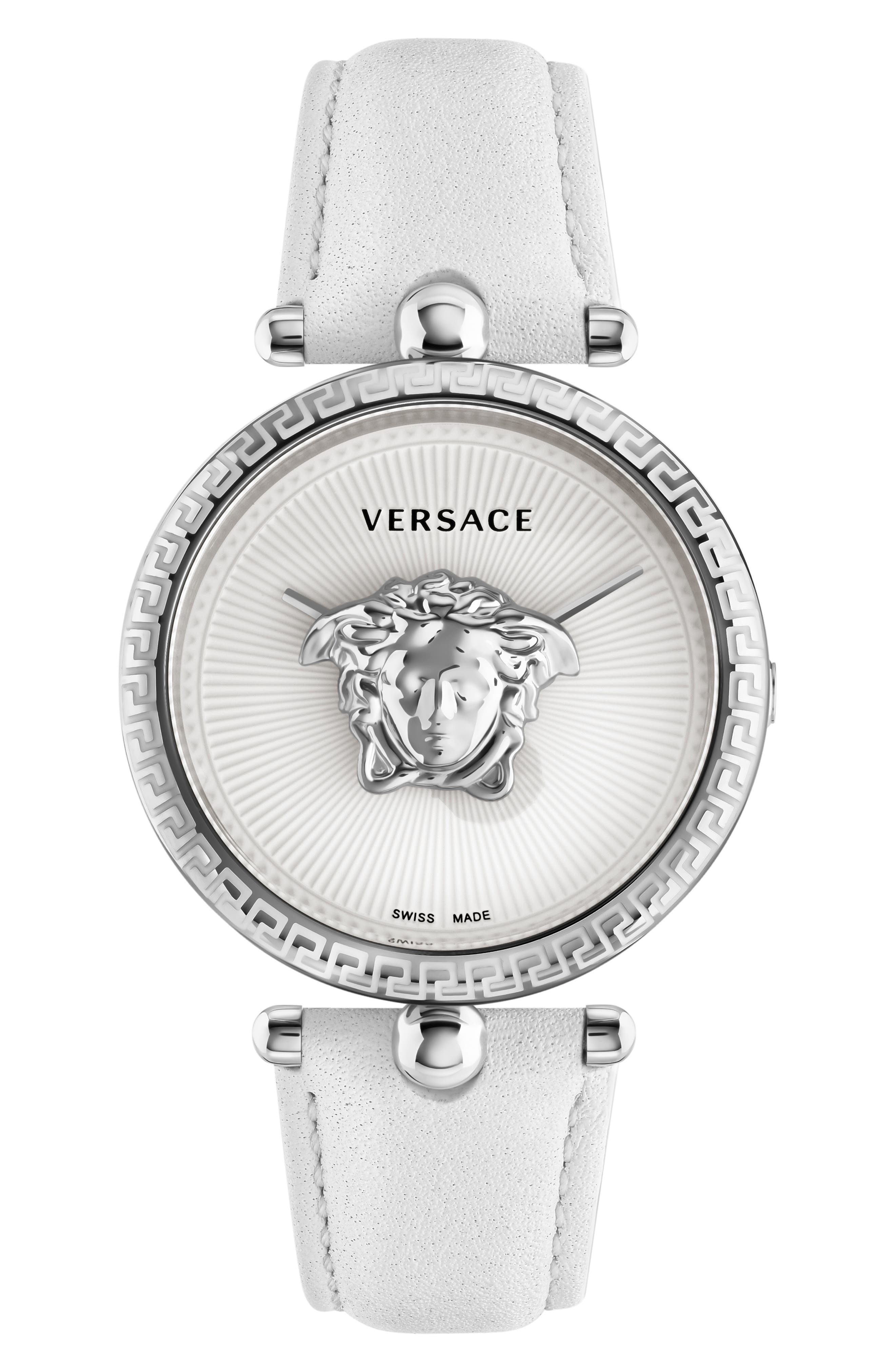Versace Palazzo Empire Leather Strap Watch, 39mm