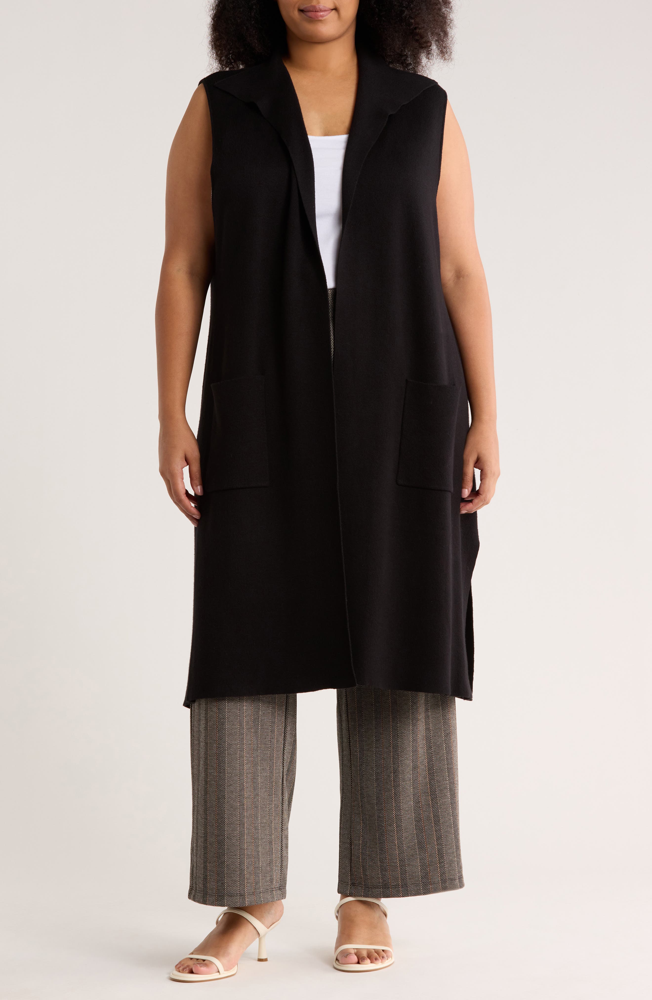 MAX STUDIO Collared Longline Sweater Vest