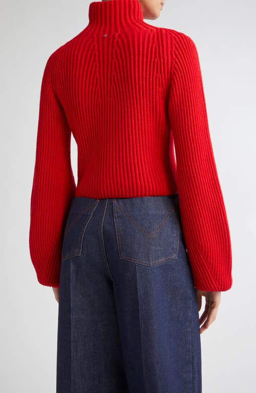 Max Mara Nadar Crop Merino Wool & Cashmere Funnel Neck Sweater In Red