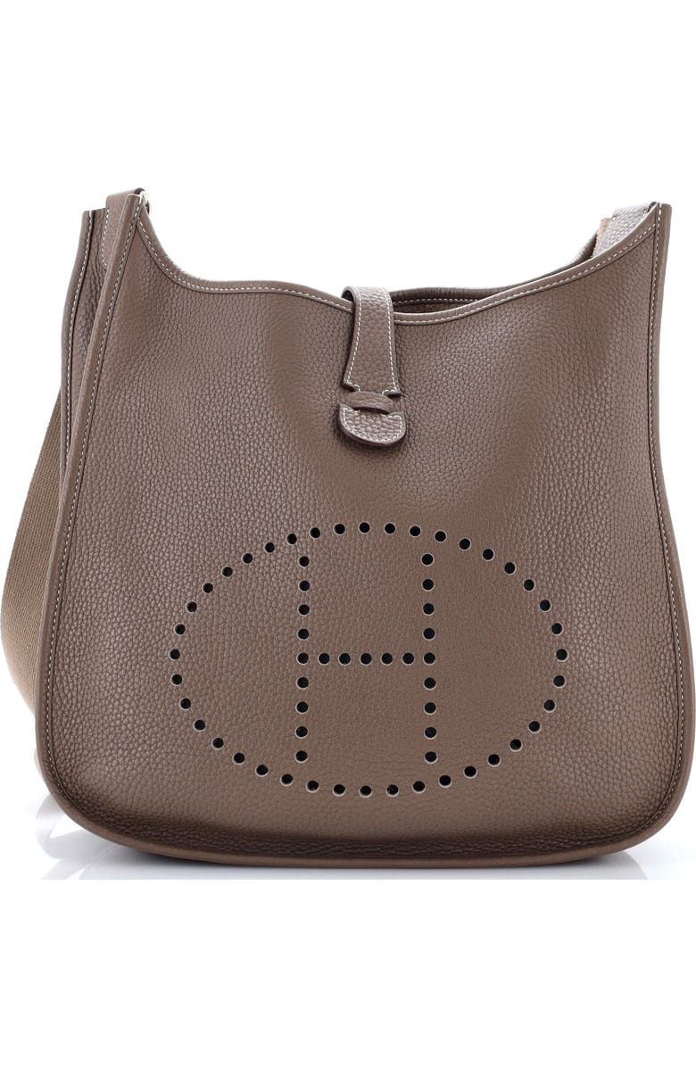Pre-Owned Hermes Evelyne Bag Gen III Clemence PM, Main, color, Etoupe