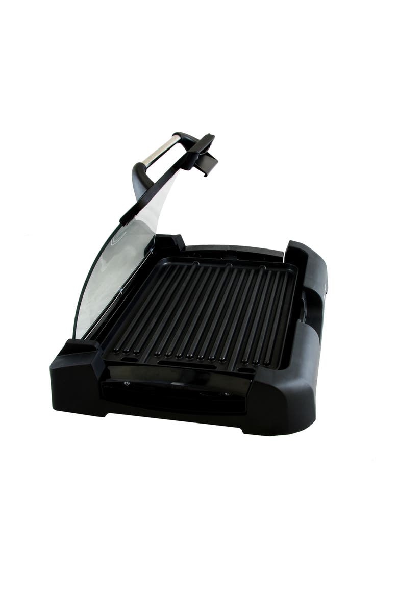 Reversible Indoor Grill and Griddle with Removable Glass Lid, Main, color, Black