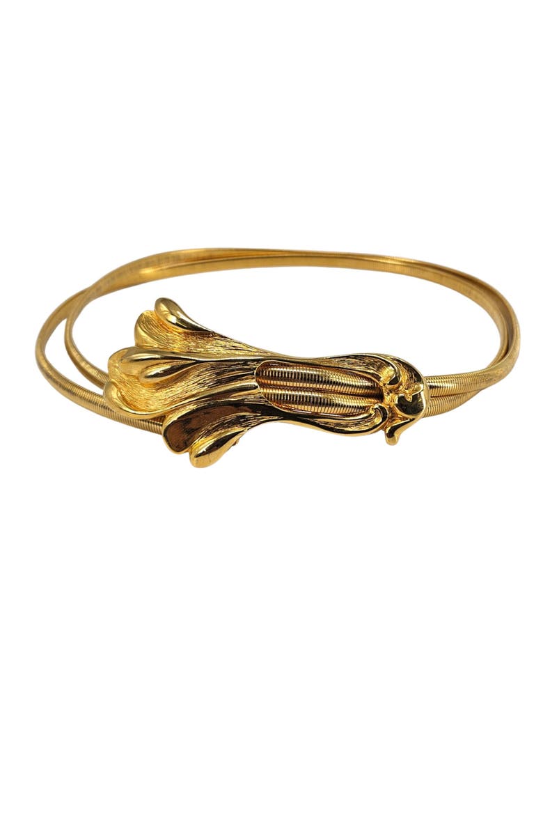 Vintage 1970s Stretch Snake Gold Swirl Belt, Main, color, Gold