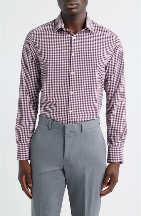 Leeward Trim Fit Gingham Performance Button-Up Shirt
