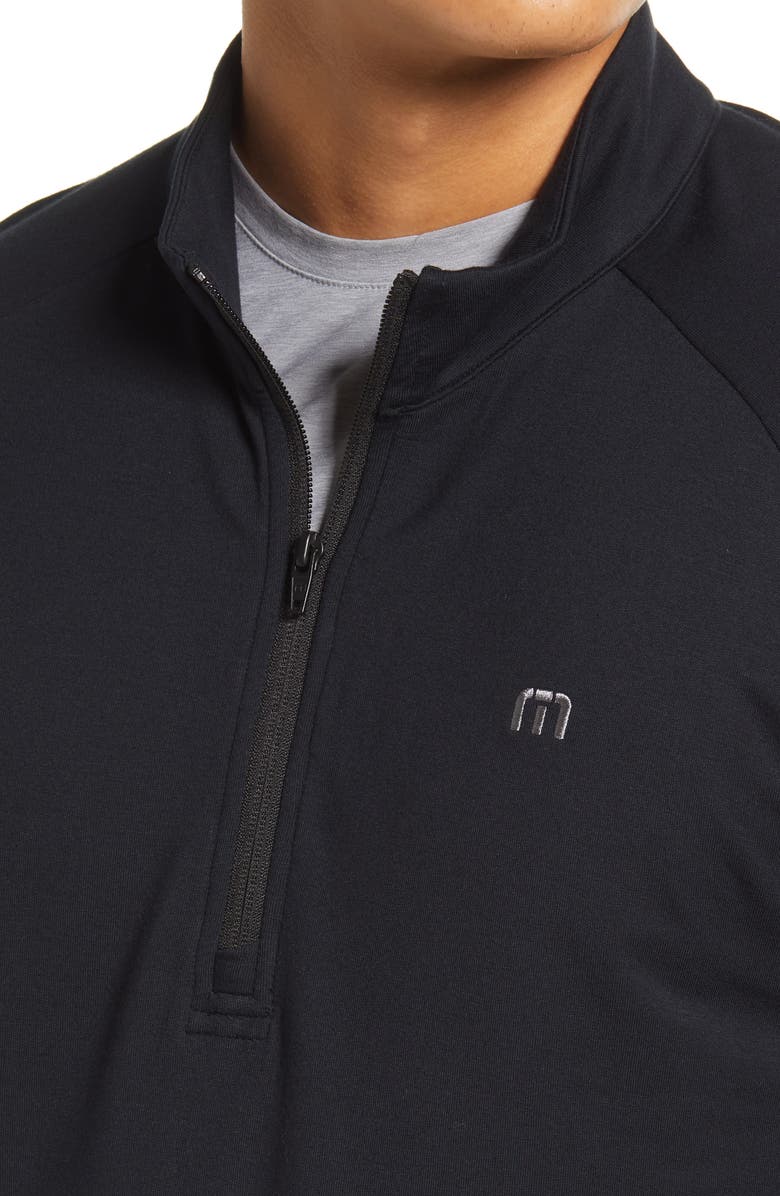 TravisMathew Men's Networking Quarter Zip Fleece Pullover, Alternate, color, Black