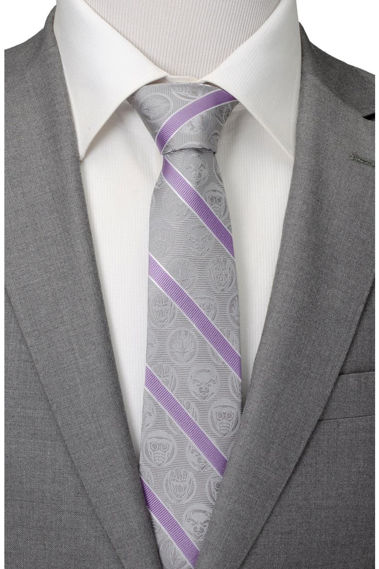 Guardians of the Galaxy Stripe Jacquard Silk Tie, Alternate, color, GRAY
