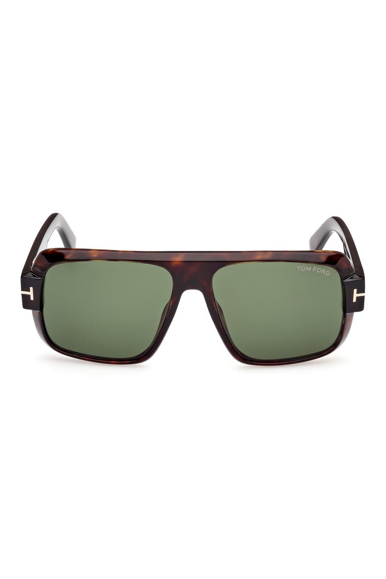 Turner 58mm Navigator Sunglasses, Main, color, HAVANA ECO / T LOGO / GREEN