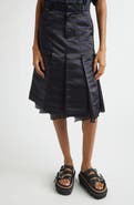 Sacai Pleated Horizontal Stripe Skirt