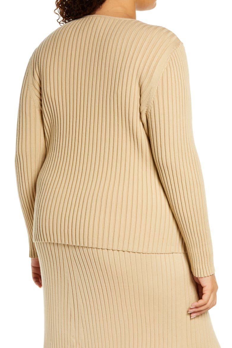 Frenchie Rib V-Neck Cardigan, Alternate, color, KHAKI