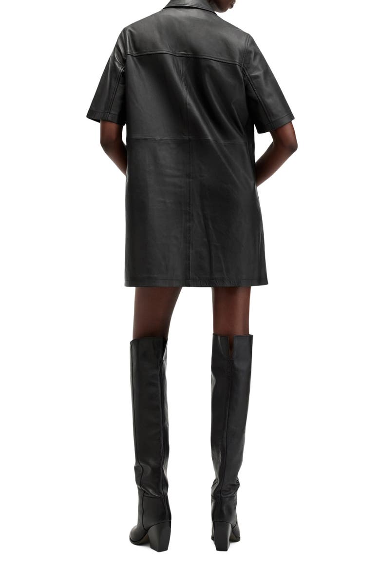 Rock Western Leather Mini Shirtdress, Alternate, color, BLACK