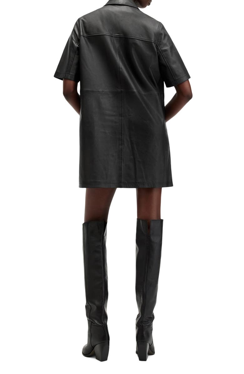 AllSaints Rock Western Leather Mini Shirtdress, Alternate, color,
