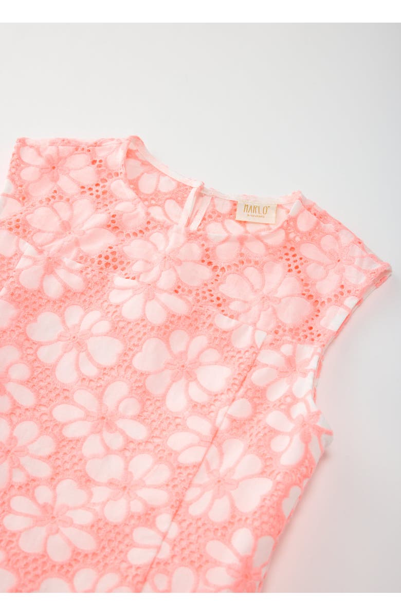 Marlo Kids Holly Cotton Embroidered Mini Dress, Alternate, color, Coral