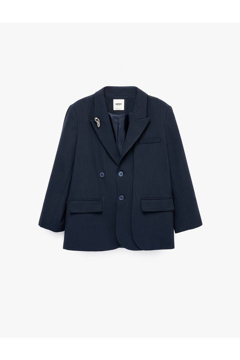 Long Sleeve Double-Breasted Pinstripe Blazer, Alternate, color, NAVY STRIPE