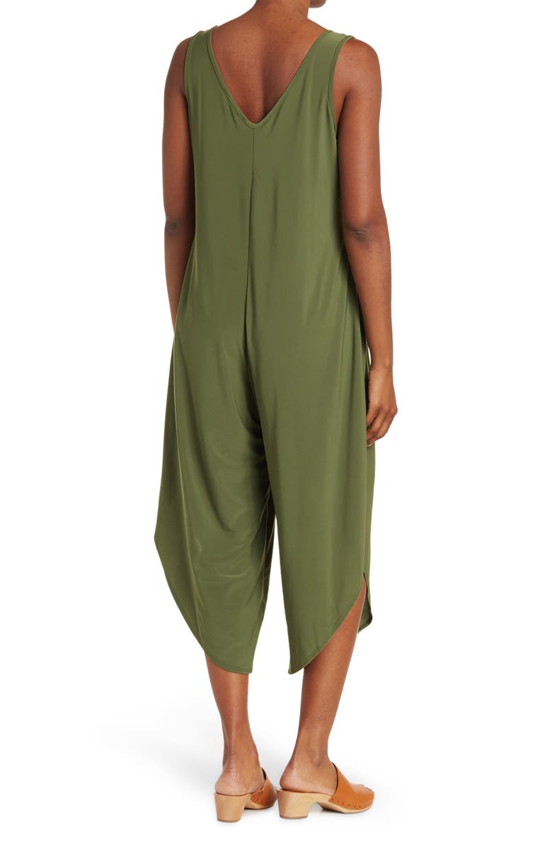 TASH AND SOPHIE V-Neck Sleeveless Wide Leg Jumpsuit, Alternate, color, Olive