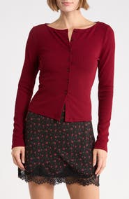 Lush Long Sleeve Button Front Crop Top
