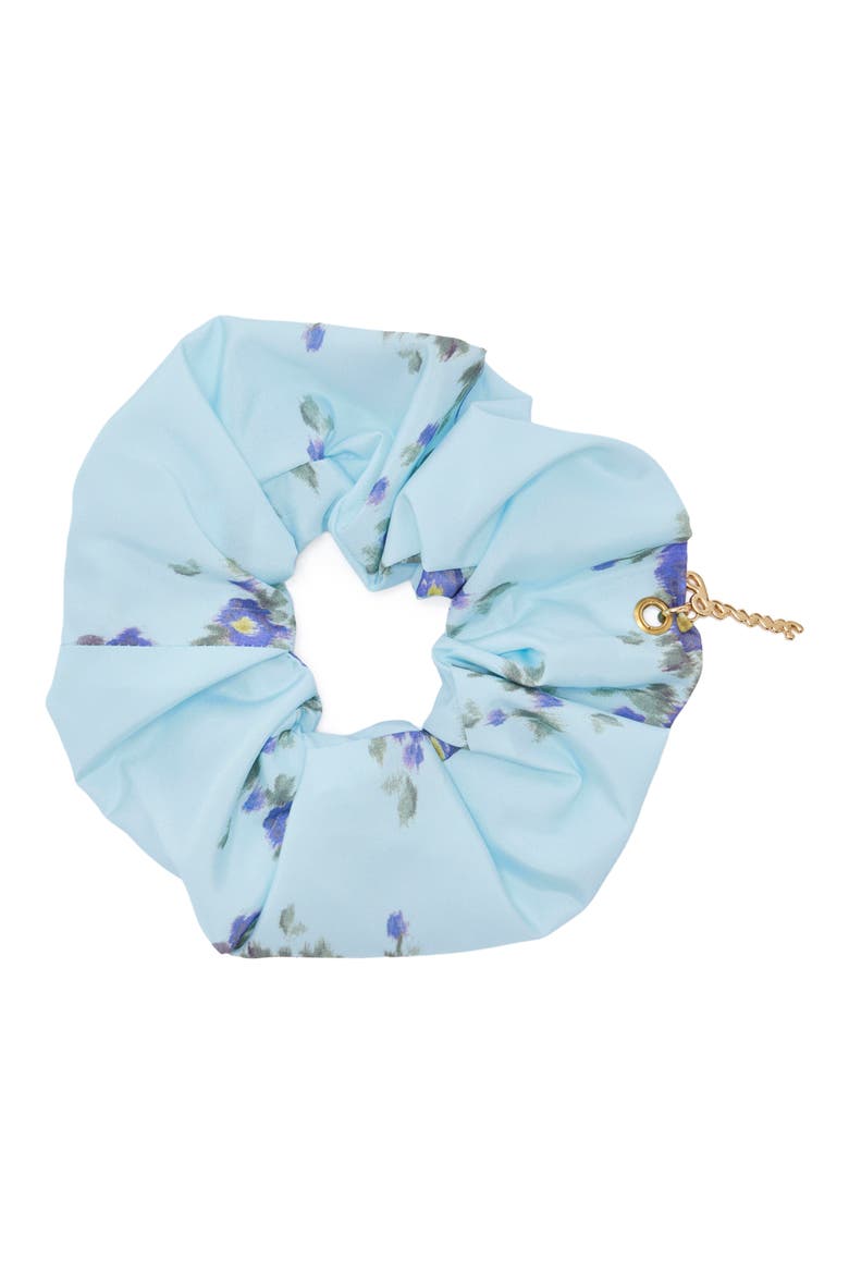Printed Satin Scrunchie, Alternate, color, ICED AQUA