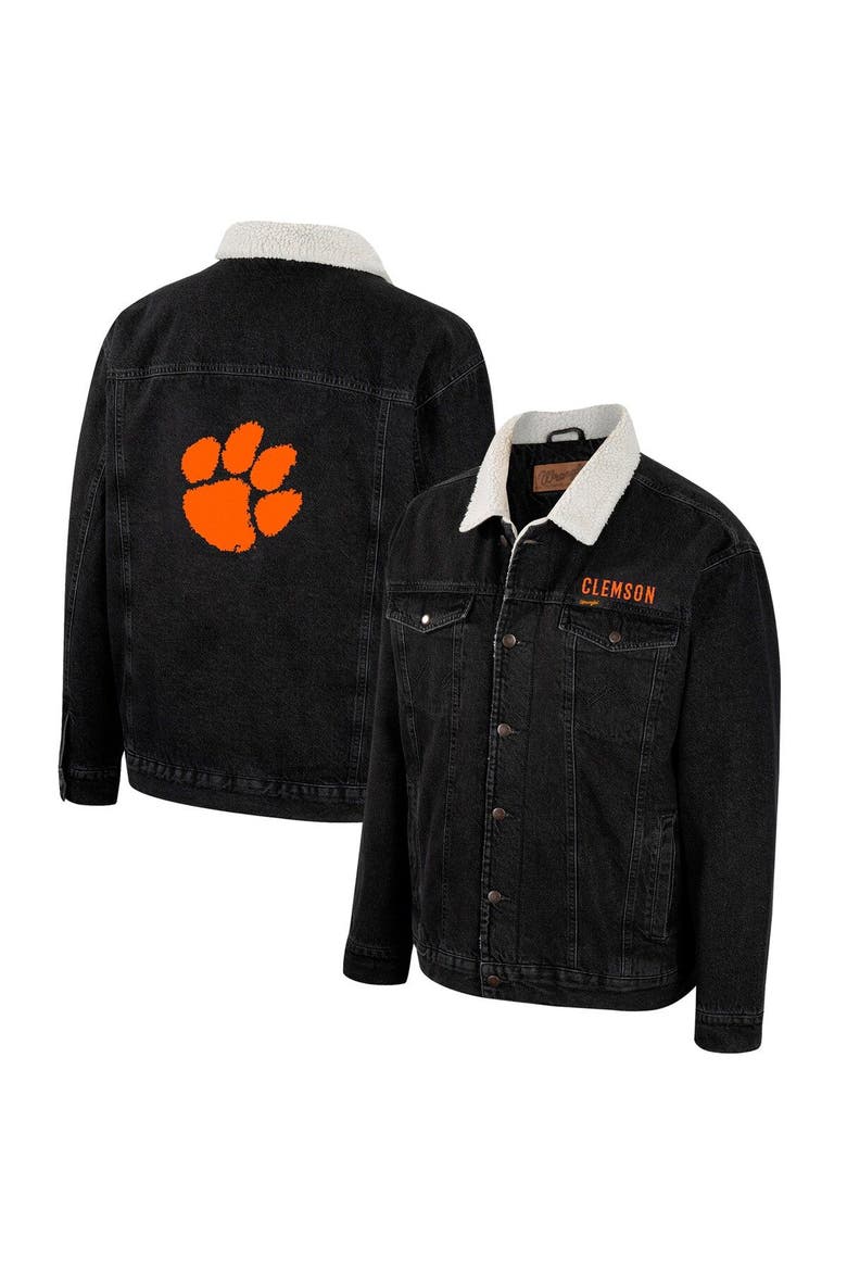 Men's Colosseum x Wrangler Charcoal Clemson Tigers Western Button-Up Denim Jacket, Main, color, Charcoal