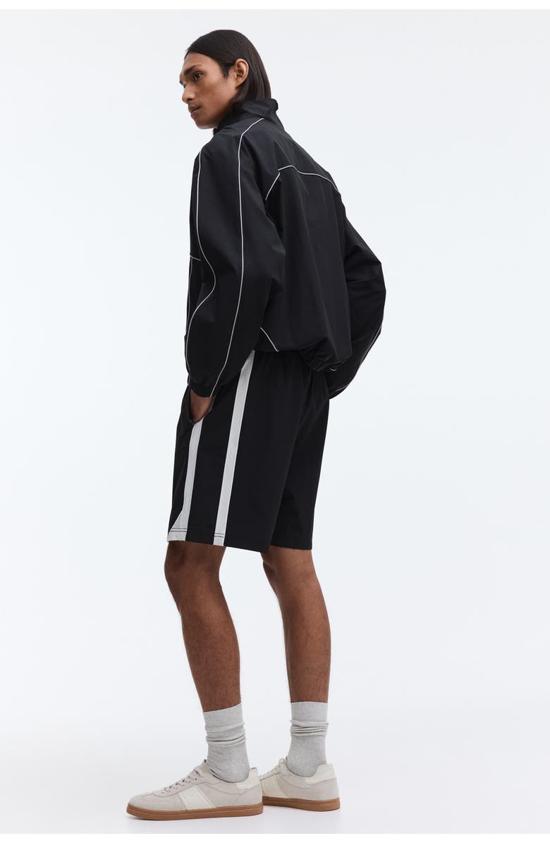 H&M Regular Fit Track Shorts, Alternate, color, Black/Color Block