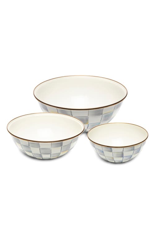 Mackenzie-childs Mackenzie Childs Sterling Check Enameled Set Of 3 Mixing Bowls