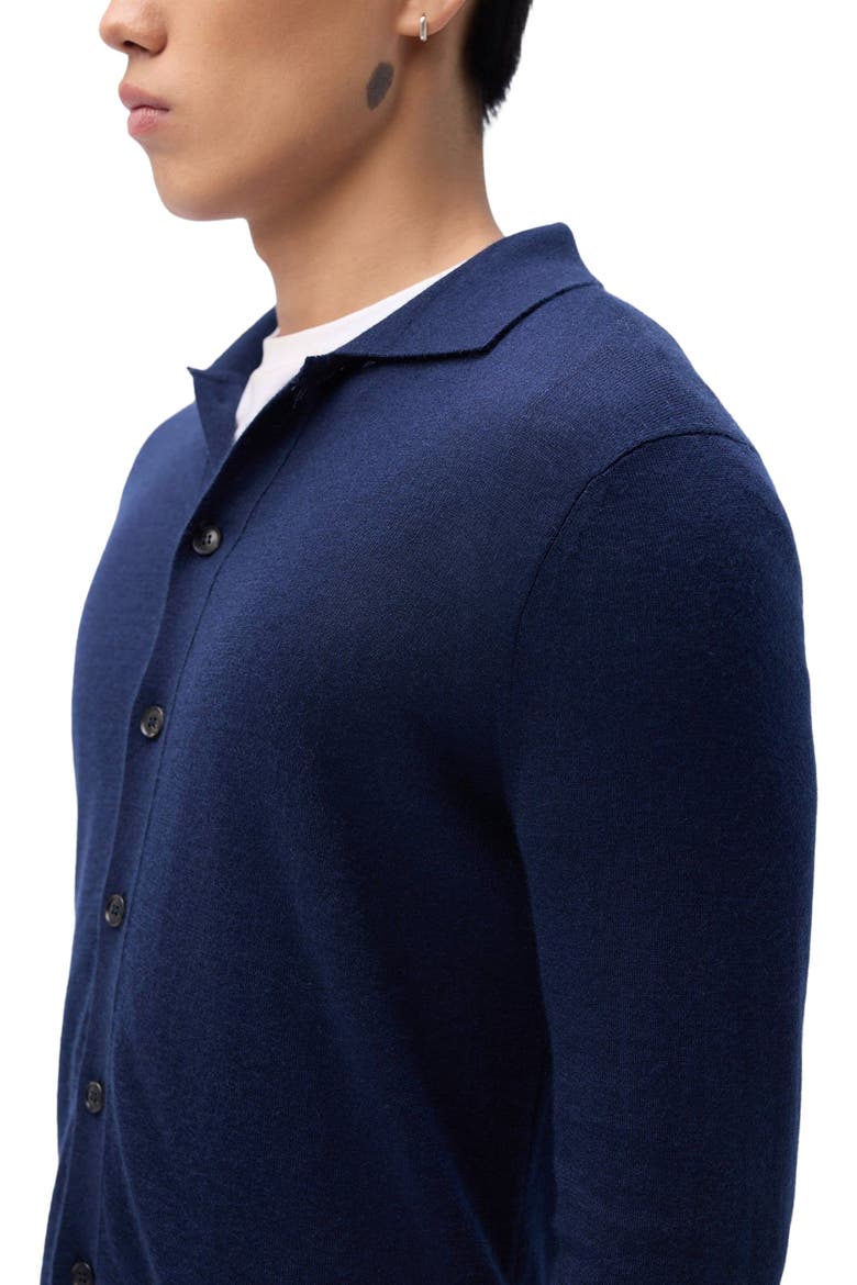 Cashmere Silk Polo-Neck Cardigan, Alternate, color, mood indigo