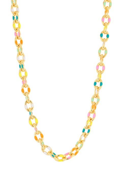 18K Gold Plate Enamel Chain Necklace
