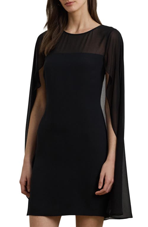 Ralph Lauren Women's Belted Cape Georgette Cocktail Dress In Black