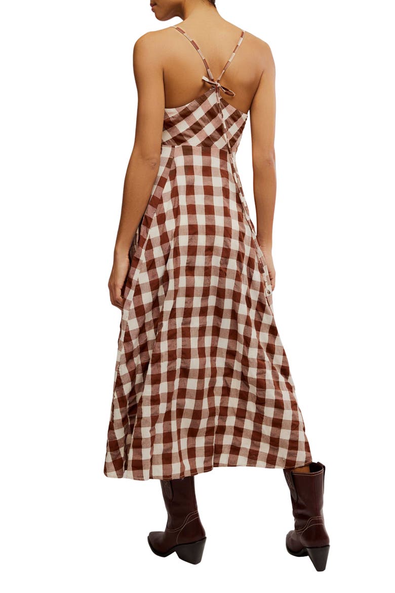 Via Gingham Cotton Seersucker Sundress, Alternate, color, BROWN COMBO EVERLY