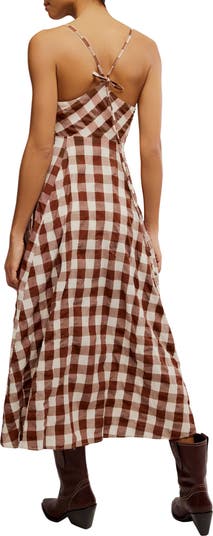 Via Gingham Cotton Seersucker Sundress