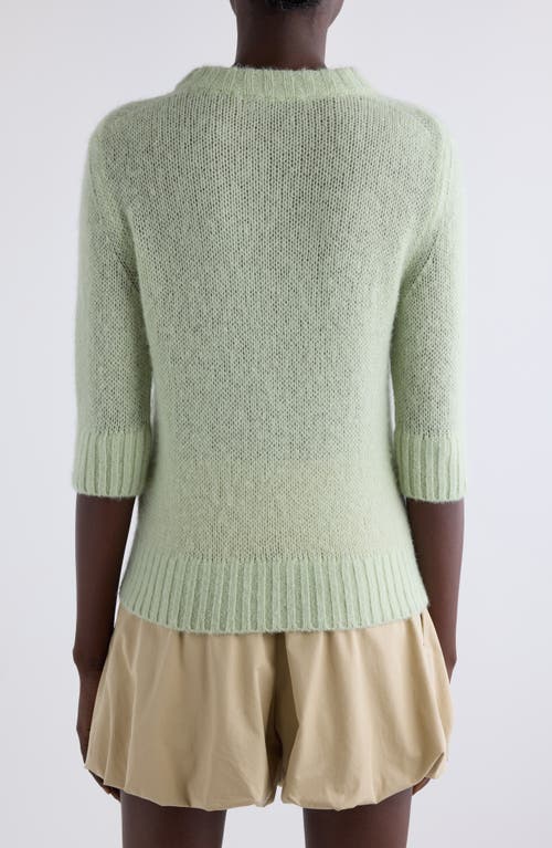 Chloé Pull Manches Trois-quart En Maille De Laine Alpaga Et Soie À Logo Femme Vert Taille Xs 62% Wool Vicu In Green