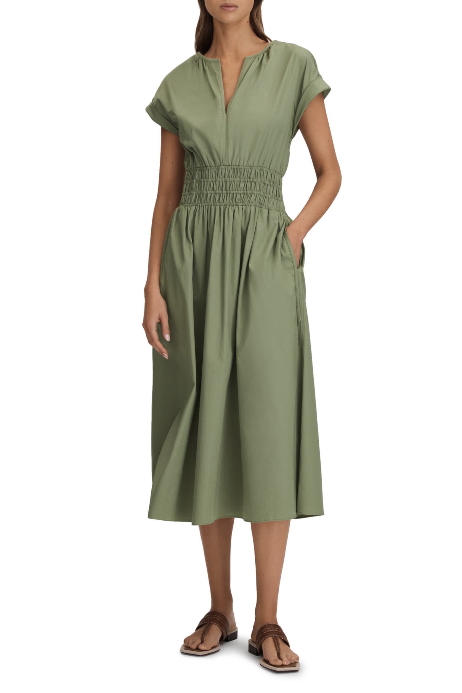 Encryption Lena Image Color Reiss Lena Shirred Waist Cotton Midi Dress (Women) | Nordstromrack