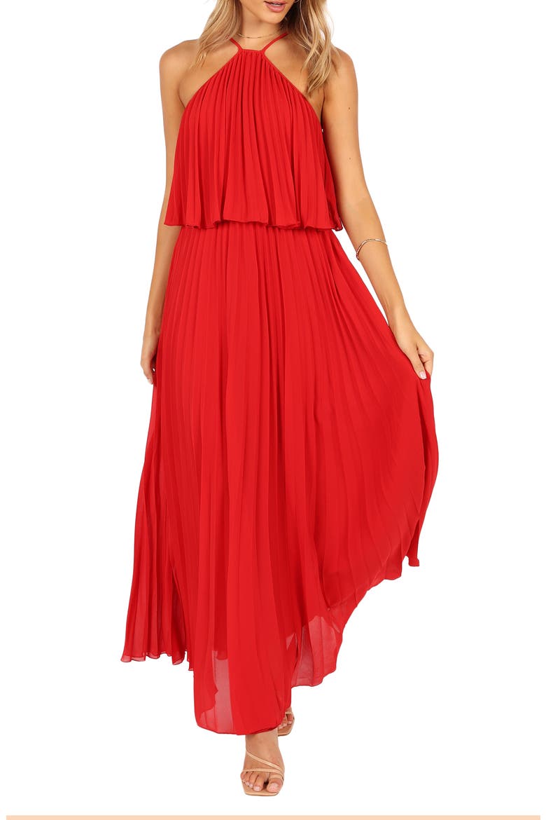 Gia Pleated Maxi Dress, Main, color, RED