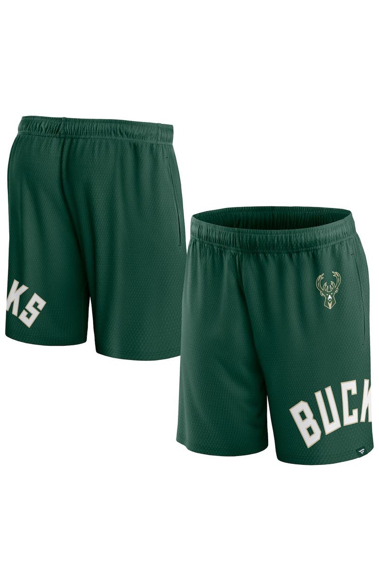 FANATICS Men's Fanatics Branded Hunter Green Milwaukee Bucks Free Throw Mesh Shorts, Main, color, Hunter Green