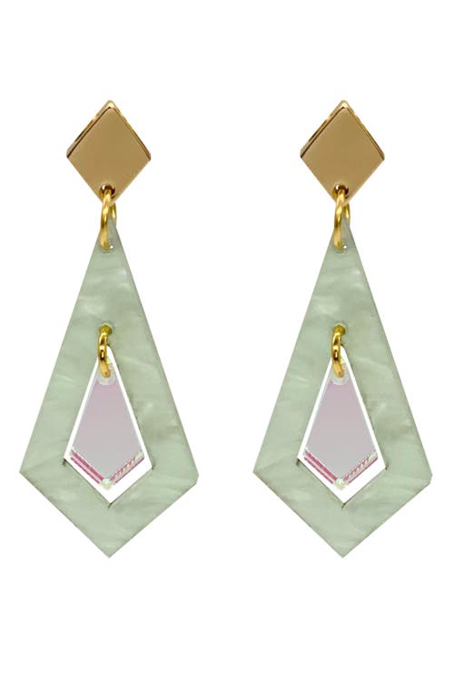 Toolally Art Deco Diamond Earrings - Regent Green & Iridescent  product